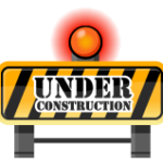Clip showing a sign with a red light and showing the words “under construction”.