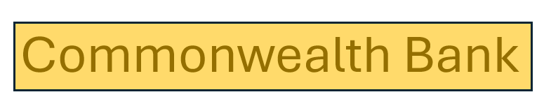 The words Commonwealth Bank on a yellow Background.