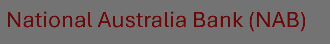 The words National Australia Bank (NAB) in red on a black Background.